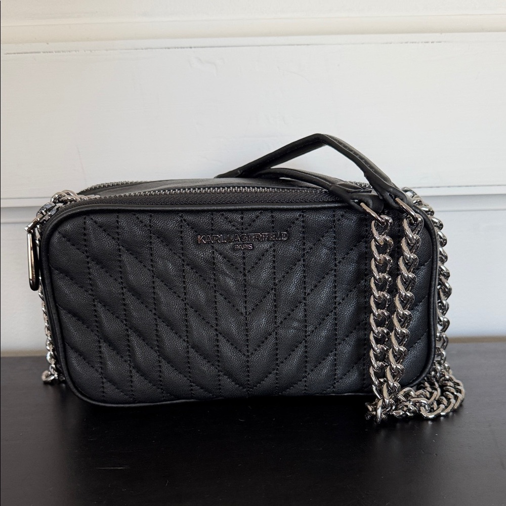 Karl Lagerfeld Karolina Black Quilted Crossbody Bag